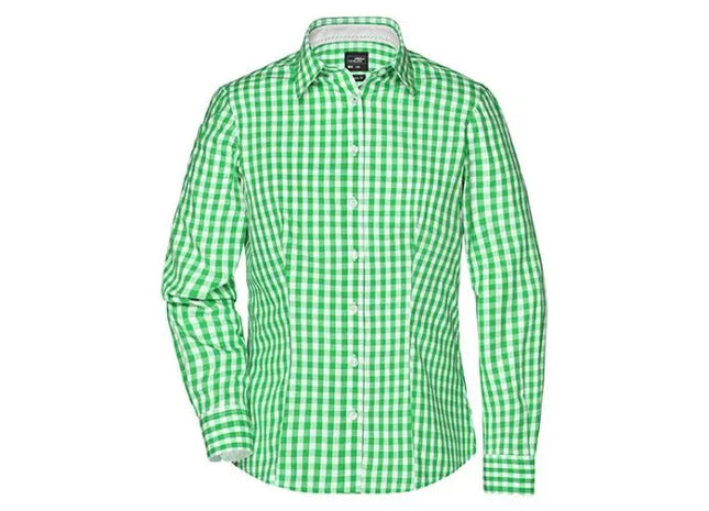 Damen Karobluse, Elegantes Muster, Freizeit & Büro, Langarm & Baumwolle TK Gruppe® Grosshandel 