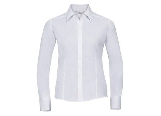 Damen Langarm-Tailliertes Popelin-Hemd, Polycotton, Büro & Alltag TK Gruppe® Grosshandel 