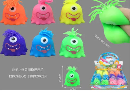 Dehnbare Anti-Stress Monster, 6er Set, ca. 7cm Lang - Stressabbau Spielzeug TK Gruppe® Grosshandel 