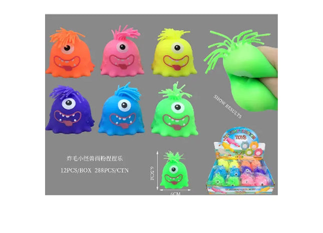 Dehnbare Anti-Stress Monster, 6er Set, ca. 7cm Lang - Stressabbau Spielzeug TK Gruppe® Grosshandel 