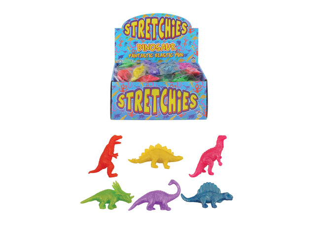 Dehnbare Dinosaurier, 6-7 cm, 6 Designs in 6 Farben - Flexibles Spielzeug für Kinder TK Gruppe® Grosshandel 