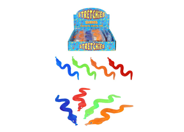 Dehnbare Klebrige Schlange, 28 cm, 4 verschiedene Farben - Lustiges Dehnspielzeug für Kinder TK Gruppe® Grosshandel 