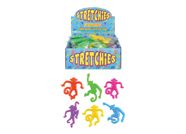 Dehnbarer Affe, 6,5 cm, 4 Motive in 6 Farben - Flexibles Spielzeug für Kinder TK Gruppe® Grosshandel 