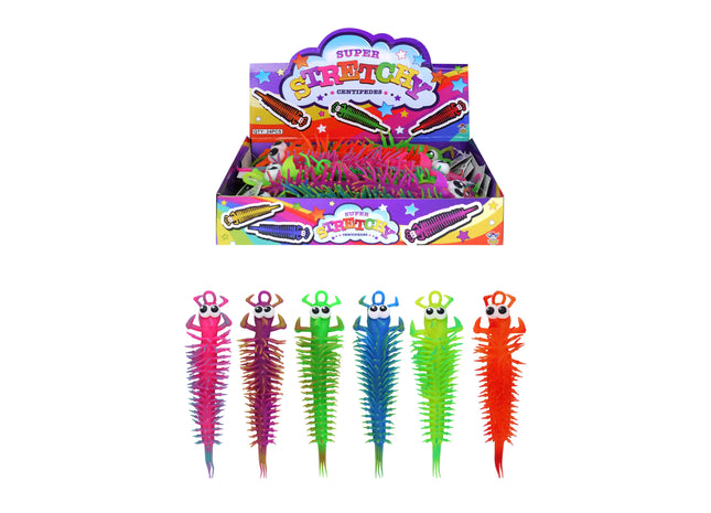 Dehnbarer Tausendfüßler, 29 cm, 6 verschiedene Farben - Flexibles Spielzeug für Kinder TK Gruppe® Grosshandel 