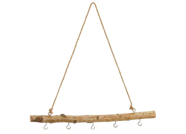 Deko Holzstange mit Haken zum Aufhängen, ca. 50cm - Vielseitiger Wandhalter TK Gruppe® Grosshandel 