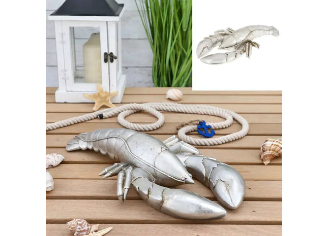 Deko Hummer silber, 39cmB – Moderner Silber-Hummer | Stilvolle Dekoration im Maritimen Stil TK Gruppe® Grosshandel 