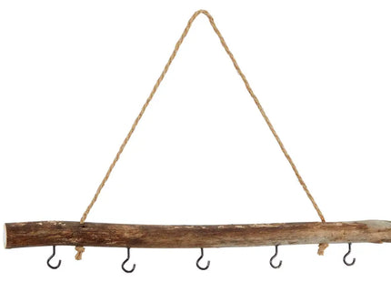 Dekorative Deluxe Holzstange mit Haken, Ca. 50cm - Kompakter Wand-Organizer TK Gruppe® Grosshandel 
