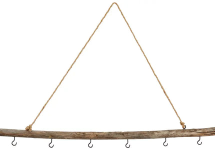 Dekorative Holzstange Deluxe mit Haken, Groß, Ca. 80cm - Eleganter Organizer TK Gruppe® Grosshandel 