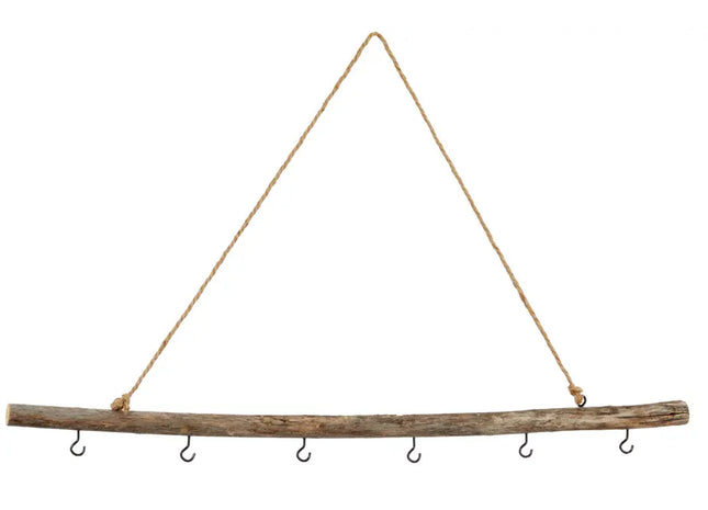 Dekorative Holzstange Deluxe mit Haken, Groß, Ca. 80cm - Eleganter Organizer TK Gruppe® Grosshandel 