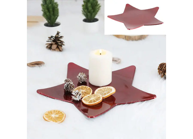 Dekorative Sternenplatte in Rot, Quadratisch, ca. 28x28 cm – Ideal für Festtage TK Gruppe® Grosshandel 