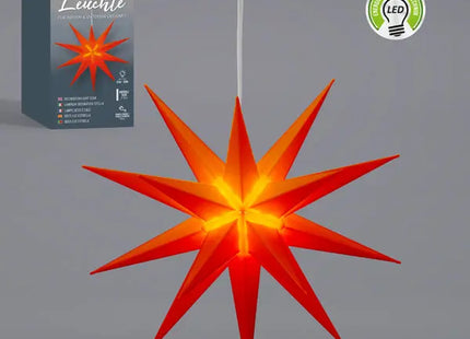 Dekorative Sternleuchte, Roter Kunststoff, In Farbiger Geschenkbox, Stilvolle Deko-Lampe TK Gruppe® Grosshandel 