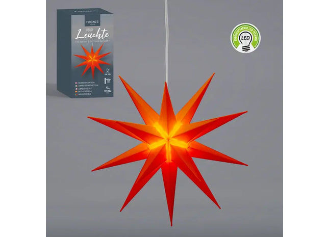 Dekorative Sternleuchte, Roter Kunststoff, In Farbiger Geschenkbox, Stilvolle Deko-Lampe TK Gruppe® Grosshandel 