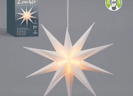 Dekorative Sternleuchte, Weißer Kunststoff, In Farbiger Geschenkbox, Stilvolle Deko-Lampe TK Gruppe® Grosshandel 