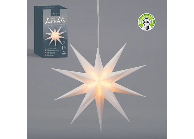 Dekorative Sternleuchte, Weißer Kunststoff, In Farbiger Geschenkbox, Stilvolle Deko-Lampe TK Gruppe® Grosshandel 