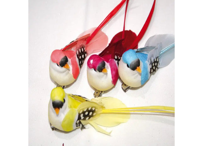 Dekorative Vogelfigur, 13x3cm, mit langem Naturfederschwanz TK Gruppe® Grosshandel 