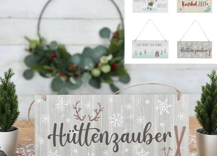 Dekorative Winterschilder mit Sprüchen, 4er-Set, 28x14cm, Stimmungsvoll TK Gruppe® Grosshandel 