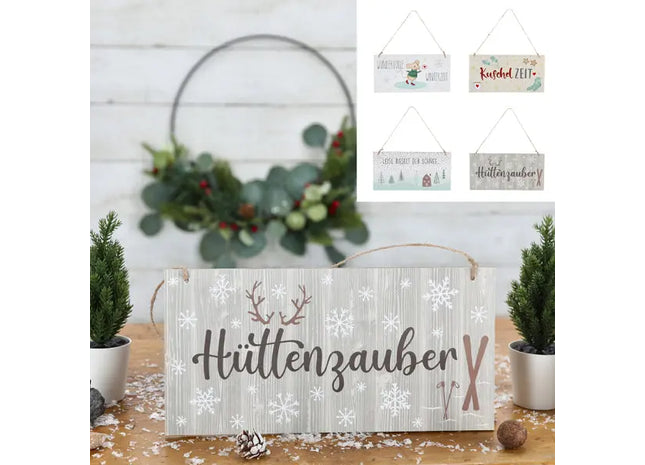 Dekorative Winterschilder mit Sprüchen, 4er-Set, 28x14cm, Stimmungsvoll TK Gruppe® Grosshandel 