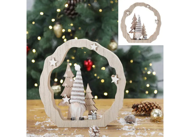 Dekorativer Holzrahmen mit Wichteln, 18cm Hoch, Zauberhafte Tischdekoration TK Gruppe® Grosshandel 