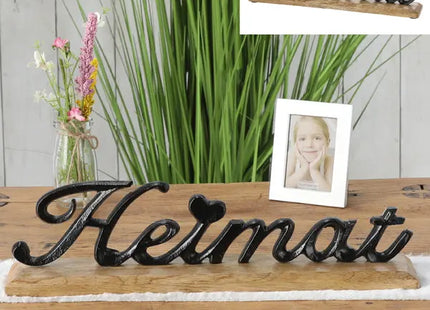Dekorativer Schriftzug Heimat, auf Fuß, groß, 38cm Breite – Elegantes Wohnaccessoire TK Gruppe® Grosshandel 