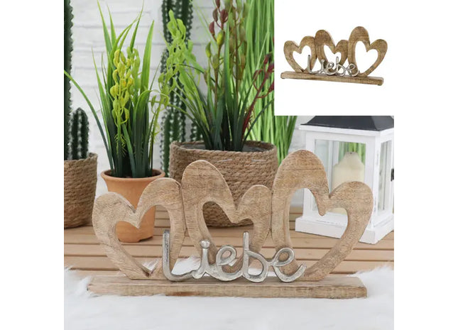 Dekorativer Schriftzug 'Liebe' auf Sockel, ca. 40cm Länge - Romantische Deko TK Gruppe® Grosshandel 
