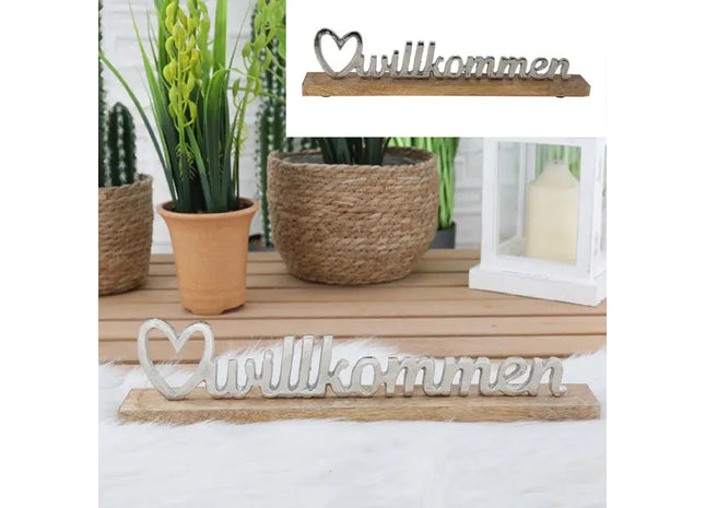 Dekorativer Schriftzug 'Willkommen', 40cm Breit, Eingangsbereich TK Gruppe® Grosshandel 