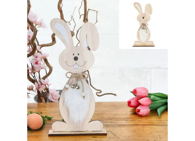 Dekorativer Stehender Hase auf Sockel, 30 cm Hoch - Elegante Osterfigur TK Gruppe® Grosshandel 
