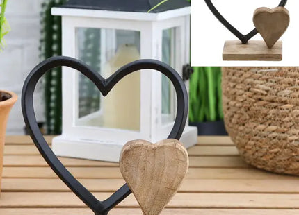 Dekoratives Herz auf Standfuß, Schwarz, ca. 20 cm – Modernes Design TK Gruppe® Grosshandel 