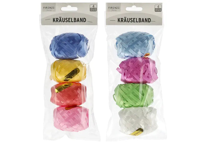 Dekoratives Kräuselband im 4er Set - 2 Farben pro Rolle, ideal für Geschenke und Dekoration TK Gruppe® Grosshandel 