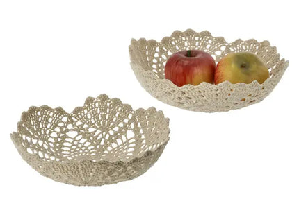 Dekoschale Makramee, ca. 30 cm Durchmesser – Moderne Boho-Schale | Rustikale Makramee-Aufbewahrung TK Gruppe® Grosshandel 