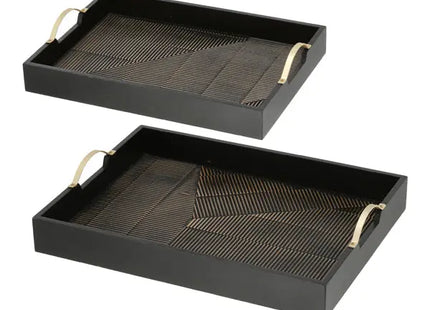 Dekotablett Holz, 2er-Set – Rustikale Holztabletts | Stilvolle Natürliche Dekotabletts TK Gruppe® Grosshandel 