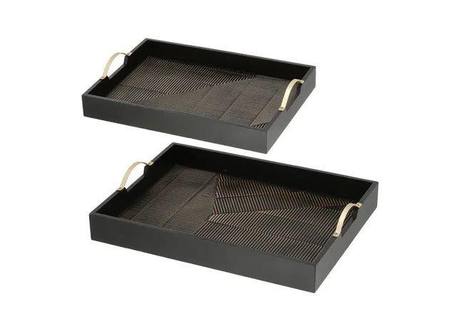 Dekotablett Holz, 2er-Set – Rustikale Holztabletts | Stilvolle Natürliche Dekotabletts TK Gruppe® Grosshandel 