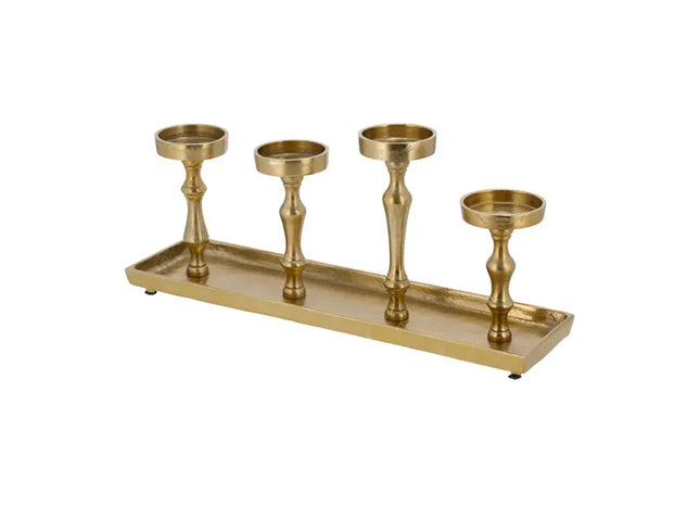 Deluxe Adventsleuchter aus Aluminium in Gold, ca. 54 cm TK Gruppe® Grosshandel 