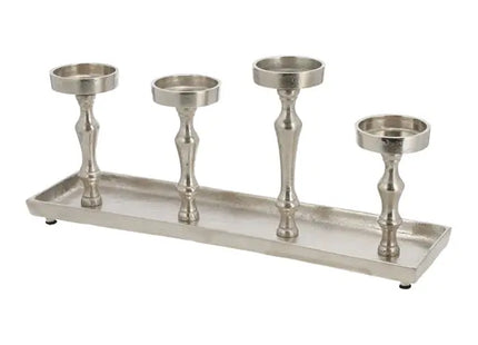 Deluxe Adventsleuchter aus Aluminium, Silberfarben, ca. 54 cm TK Gruppe® Grosshandel 