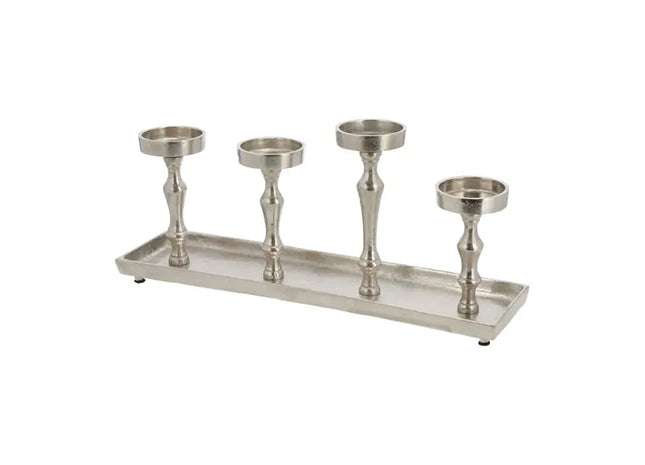 Deluxe Adventsleuchter aus Aluminium, Silberfarben, ca. 54 cm TK Gruppe® Grosshandel 