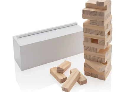 Deluxe Holz-Stapelturm in Weiß - Spannendes Balance-Spiel für die ganze Familie TK Gruppe® Grosshandel 