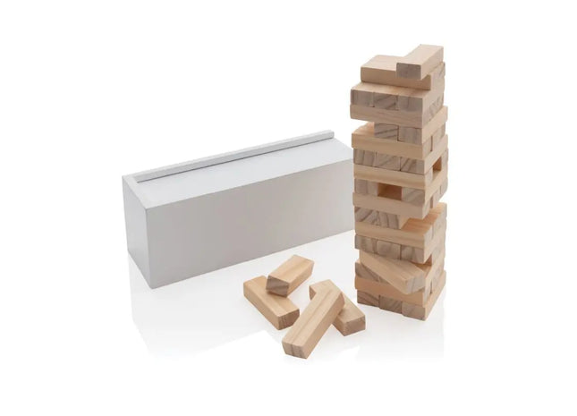 Deluxe Holz-Stapelturm in Weiß - Spannendes Balance-Spiel für die ganze Familie TK Gruppe® Grosshandel 