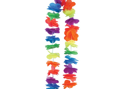 Deluxe Hula Lei Kette, 100cm, Neon-Mehrfarbig mit 6cm Blumenblättern TK Gruppe® Grosshandel 