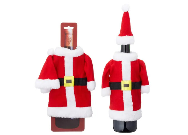 Deluxe Santa Flaschenverkleidung, Festliches Design, 2-teilig, 32cm TK Gruppe® Grosshandel 