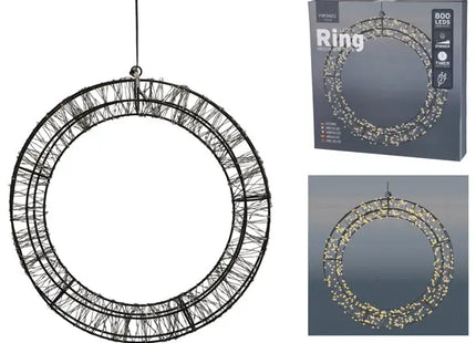 Deluxe Schwarzer 3D LED Outdoor Kranz - 800 LEDs, ca. 36cm Durchmesser TK Gruppe® Grosshandel 