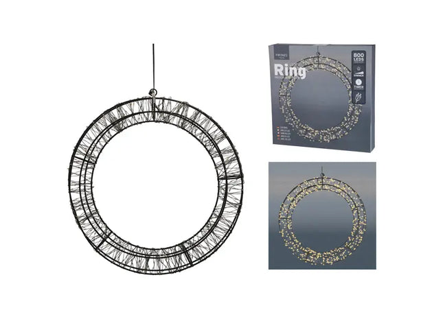 Deluxe Schwarzer 3D LED Outdoor Kranz - 800 LEDs, ca. 36cm Durchmesser TK Gruppe® Grosshandel 