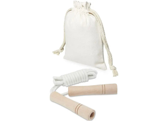 Denise Naturholz Springseil in Offwhite mit Baumwollbeutel TK Gruppe® Grosshandel 