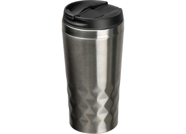 Design-Trinkbecher 400 ml in Silbergrau mit Muster – Stilvoll & Praktisch TK Gruppe® Grosshandel 