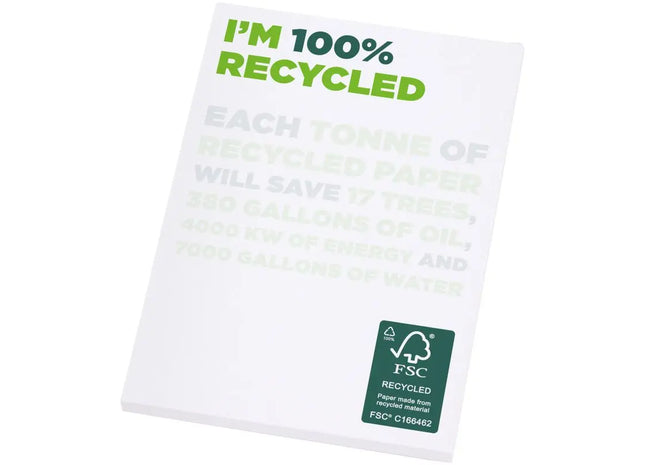 Desk-Mate A7 Recyceltes Notizheft Weiß, 25 Blatt – Ideal für Unterwegs TK Gruppe® Grosshandel 