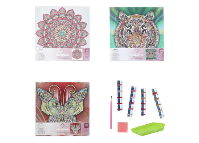 Diamond Painting Leinwand-Set, 3 Stück, 30x30cm - Ideal für Kreativbegeisterte! TK Gruppe® Grosshandel 