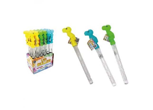 Dinosaur Bubble Wand 37cm, 24-Pack, Assorted in 3 Colors TK Gruppe® Grosshandel 