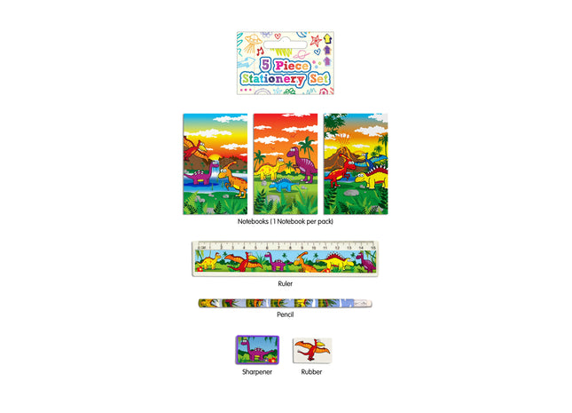 Dinosaurier-Briefpapier-Set, 5-teilig, Schreiben für Kinder, Din A4, Dino-Motiv TK Gruppe® Grosshandel 