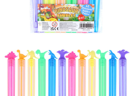 Dinosaurier Bubble Party Tube 4ml, 10,5cm, 6 Farben Set TK Gruppe® Grosshandel 
