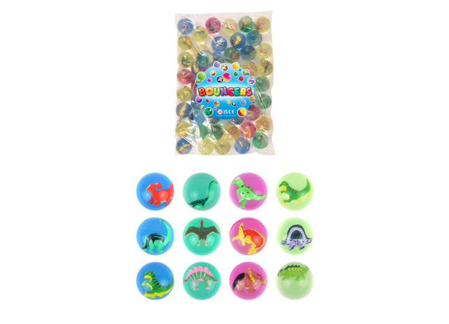 Dinosaurier-Jet-Bälle 4,3 cm, 12 Teile in 4 Teilen, Hochsprung Mini-Bälle für Kinder und Mottopartys TK Gruppe® Grosshandel 