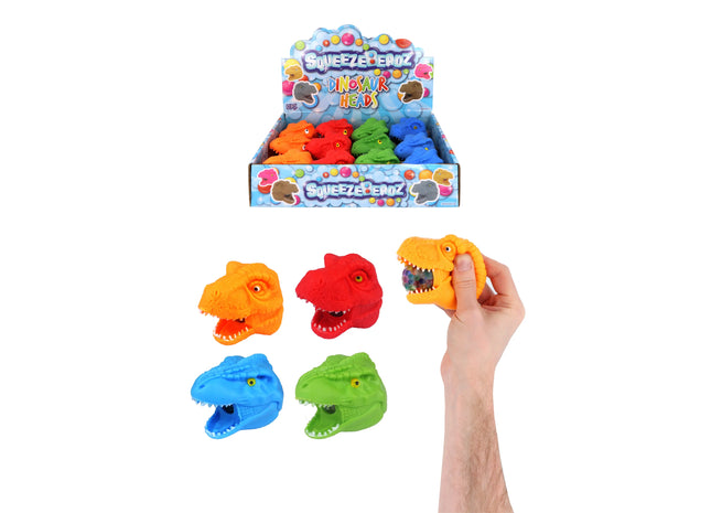 Dinosaurier Kopf Knete Mit Perlen, 9cm - Spielzeug in 4 Farben, 3 Varianten TK Gruppe® Grosshandel 