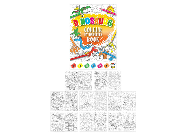 Dinosaurier-Malbuch nach Zahlen, 10,5 x 14,5 cm, 16 Seiten – lehrreiches Malbuch für Kinder TK Gruppe® Grosshandel 